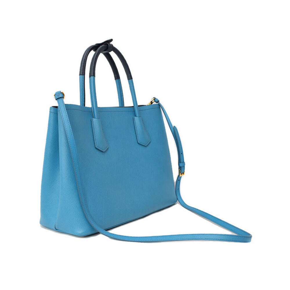 Prada Double Saffiano leather tote bag top handles Blue - Picture 2 of 9
